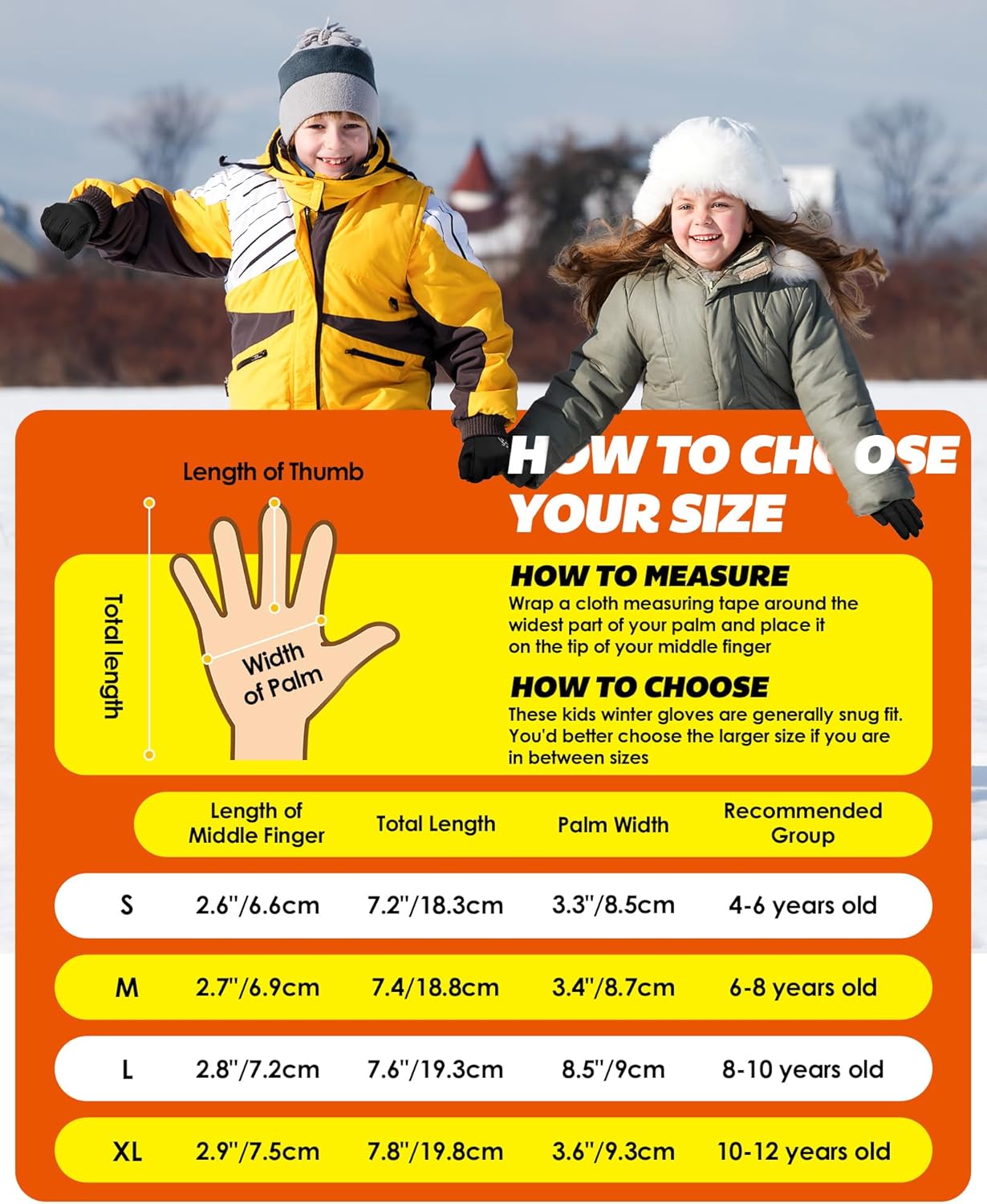 Kids Winter Running Glove Cold Weather Touchscreen Warm Gloves for Hiking Biking Glove for Childrens 4-12 Year Old - Image 5