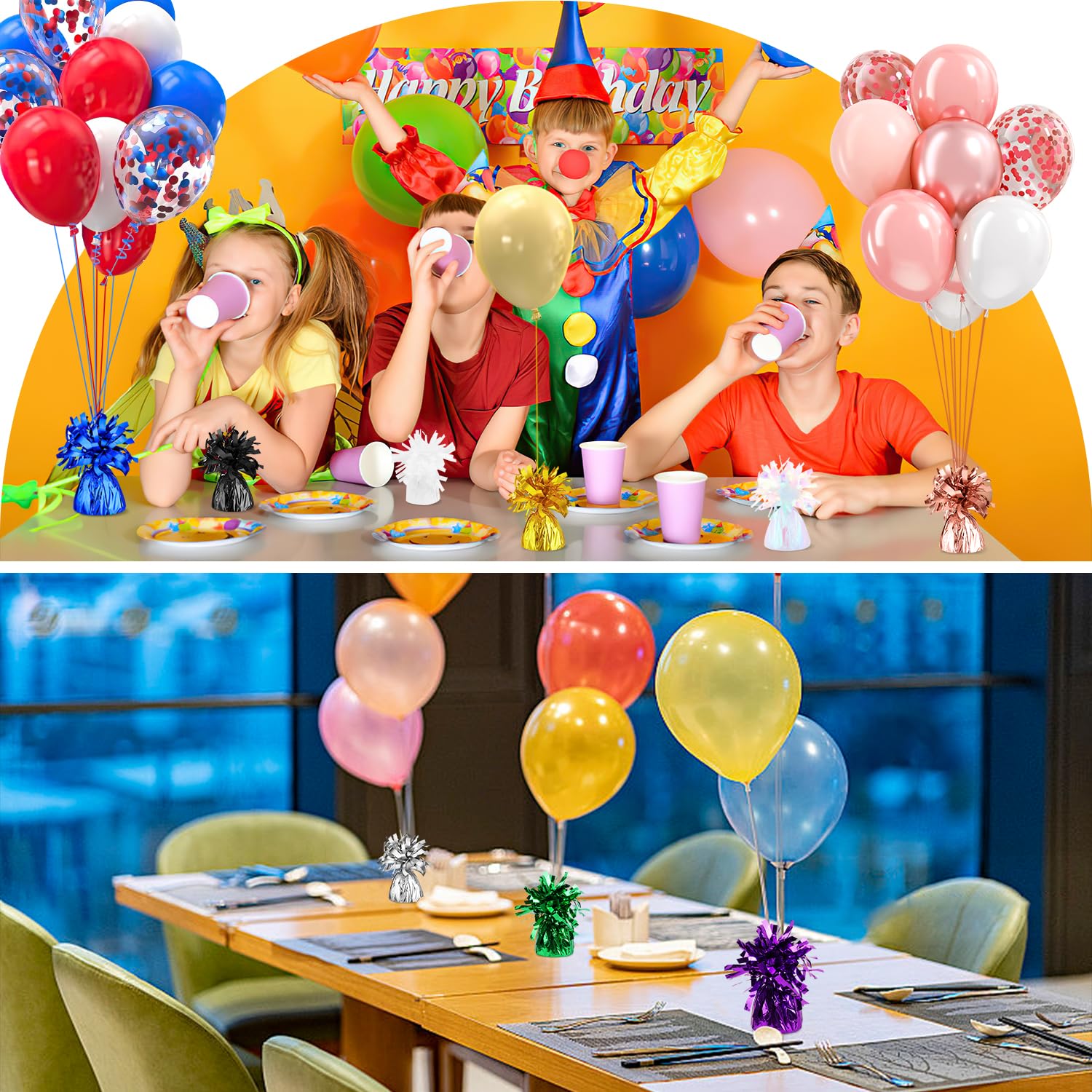 MIYUANGKJ Peso per Palloncini ad Elio, Set 24 PCS di Pesi per Palloncini, Clip per Palloncini, Cono Plastica per Palloncini Ad Elio per La Decorazione Matrimoni e Feste Compleanno