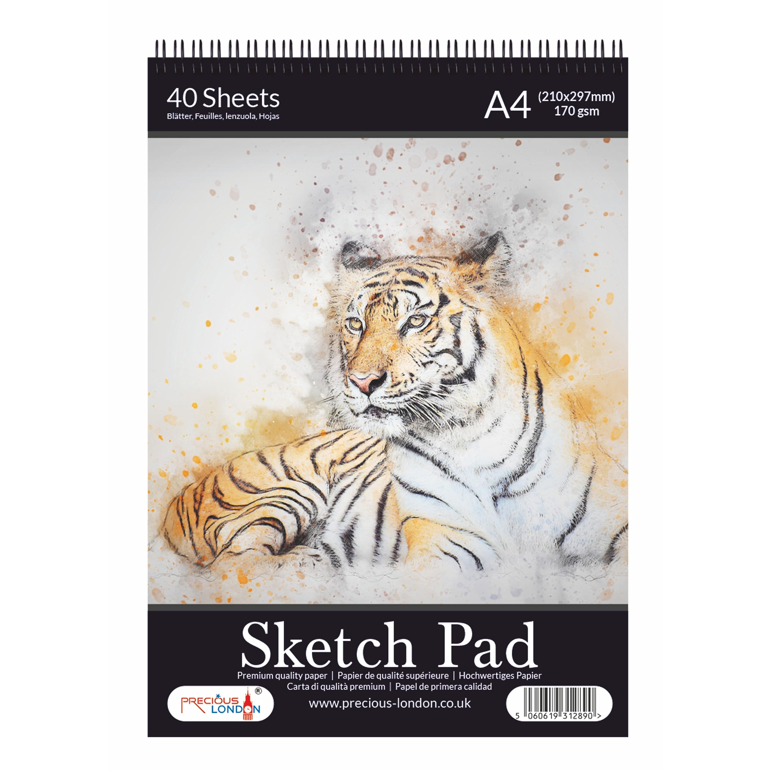 Artists Sketch Pad A4 Size Premium Quality Cartridge Paper Spiral Bound Artist Drawing Books 170gsm Durable Acid Free Sketch Paper (Tiger)