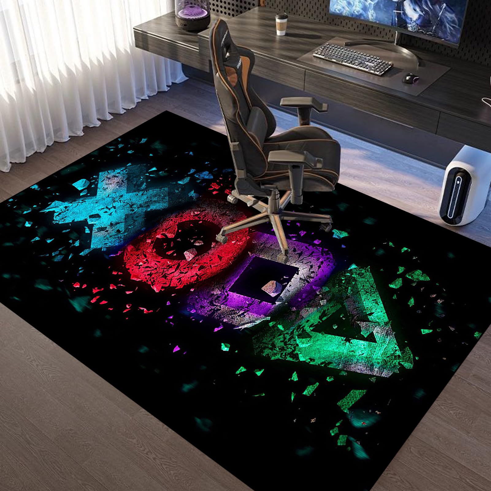 Tapis Sol Gaming Antidérapant 90x160cm - Protecteur Chaise Bureau Pour Plancher Bois
