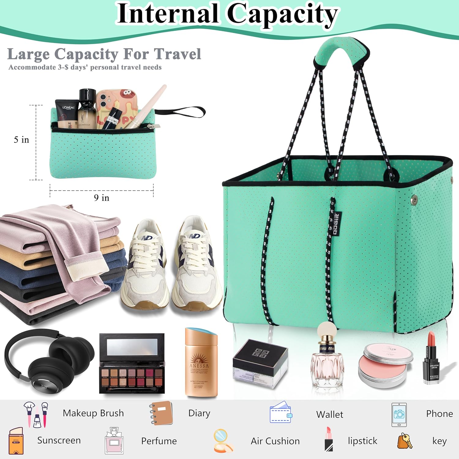 QOGiR Multipurpose Gym Beach Bag, Light Weight, Large, Sports … … - Image 6