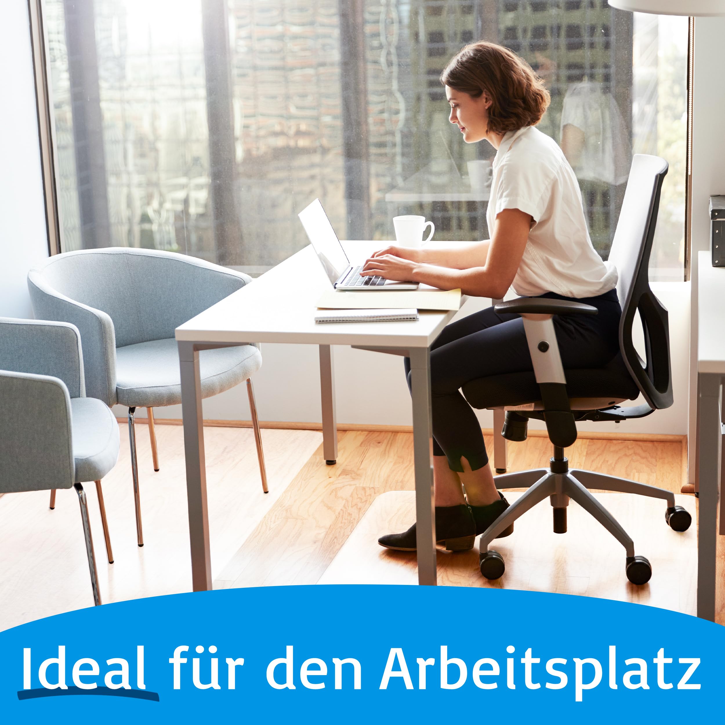 Floordirekt Bodenschutzmatte - Kratzfest, rutschfest, Milchweiß - Bodenmatte, Bodenschutz, Bürostuhlunterlage, Unterlegmatte, Schutzmatte für Laminat, Parkett, Hartböden (90 x 90 cm)
