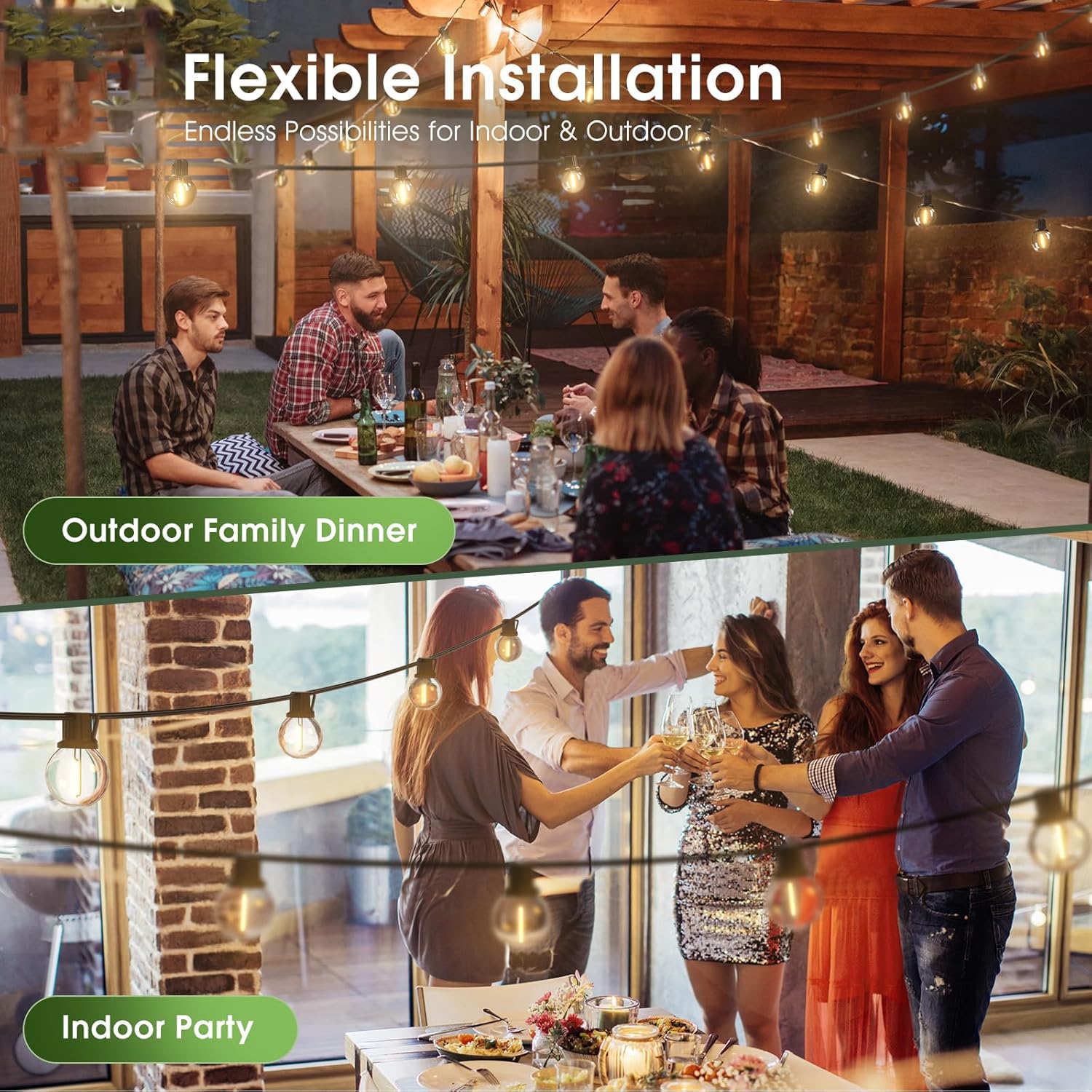 Svater Luci Solari da Giardino G40 30m Luci Festoni Solari Impermeabili 4 Modalità Funzione di Memoria Auto-On/Off Luci a Stringa per Interni ed Esterni Alimentate a Energia Solare per Patio Festa