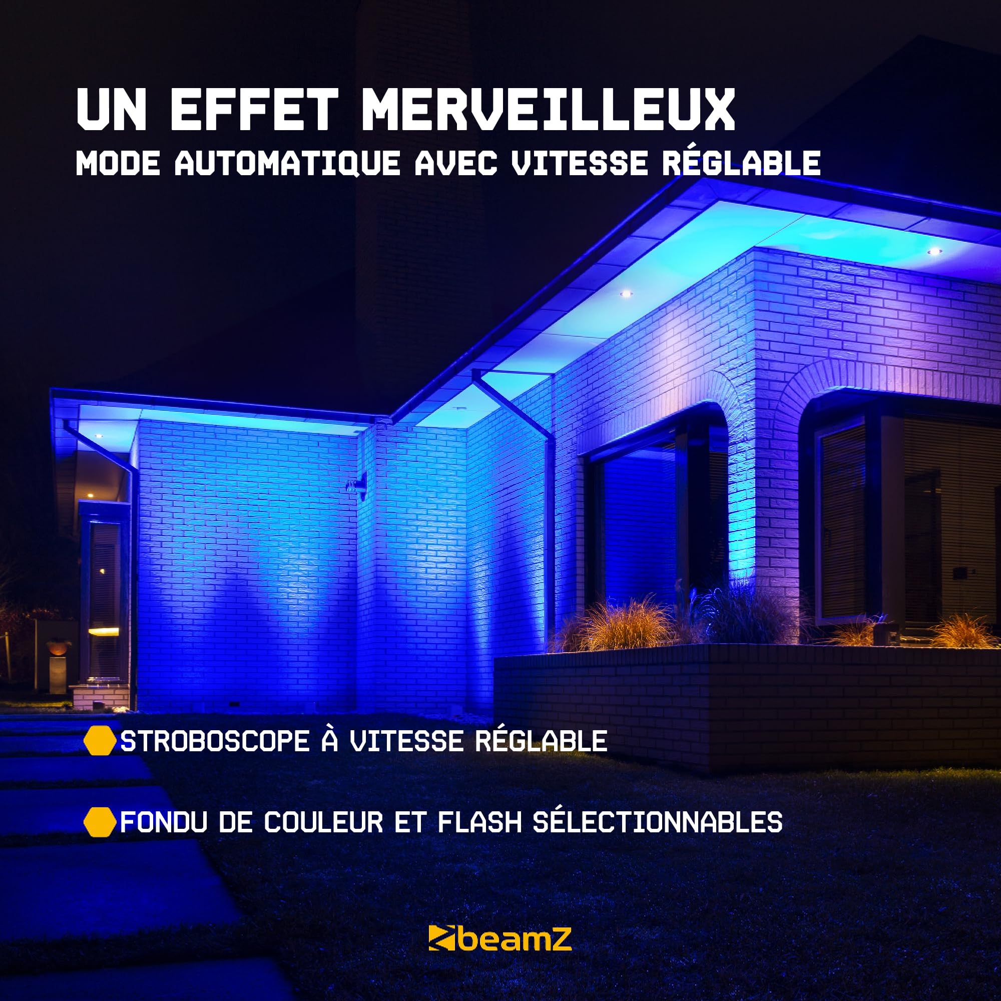 BeamZ BBP44 Lot de 4 Projecteurs sur Batterie Compact RGBW IP65-16 Watts, Résistant aux Intempéries, Autonomie 25H, Idéal pour Éclairage de Salle, Mariage, Jardin, Architecture, Hôtel, Restaurant