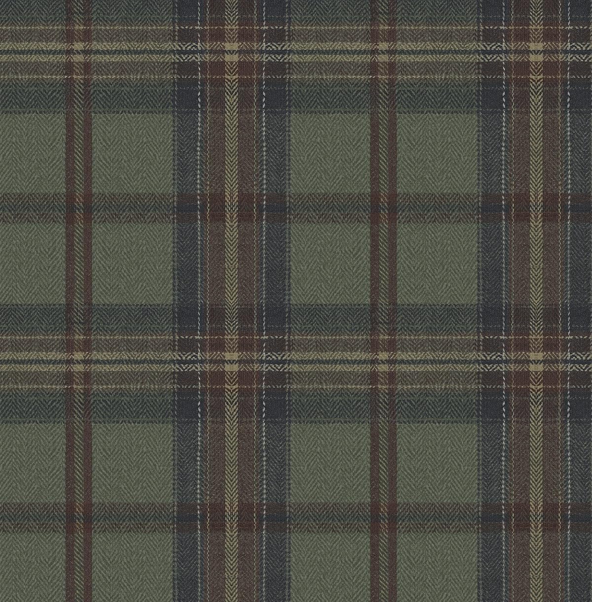 NextWall Harry & Grace Herringbone Plaid Premium Matte Non-Woven Peel and Stick Wallpaper (Adobe & Antique Green)