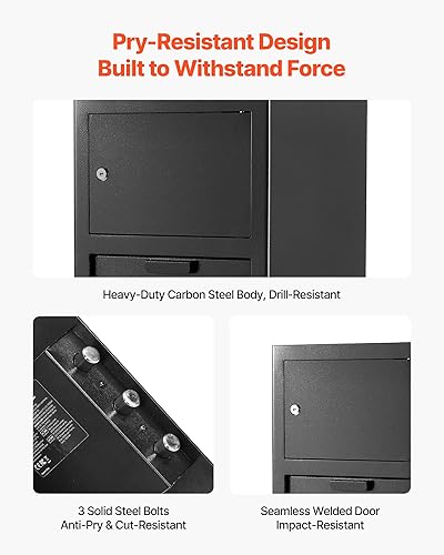 Miniatura 5 de VEVOR Caja fuerte de 3.6 pies cúbicos con ranura frontal de gran capacidad con teclado digital, caja fuerte de 3 niveles con llaves de repuesto para