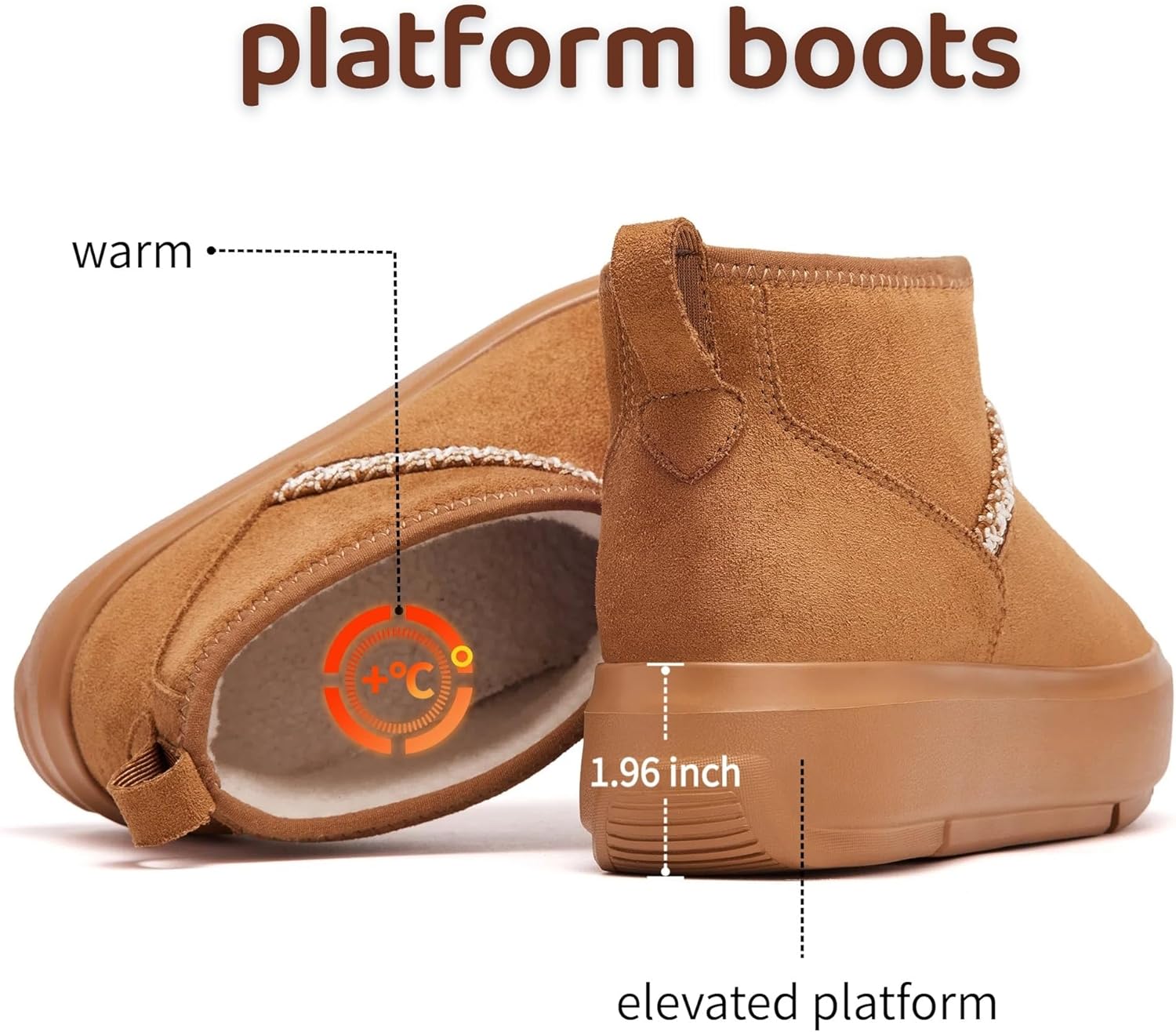 Suede Platform Mini Winter Boots for Women Faux Fur Lined Ankle Short Boots Non Slip Outdoor Snow Warm Booties Shoes - Image 5