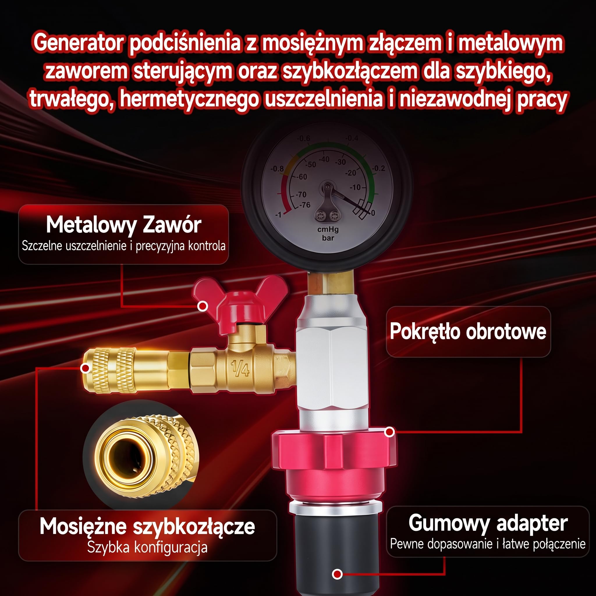 BILITOOLS 10-częściowy zestaw do próżniowego napełniania i odpowietrzania chłodnicy – uniwersalny z adapterami – szybkie odpowietrzanie do większości aut