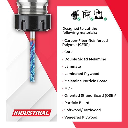 Miniatura 35 de Amana Tool Spektra Extreme Tool Life - Broca de carburo sólido CNC de compresión en espiral, 46010-K, 3/8 D x 1-1/8 CH x 3/8 vástago x 3 pulgadas