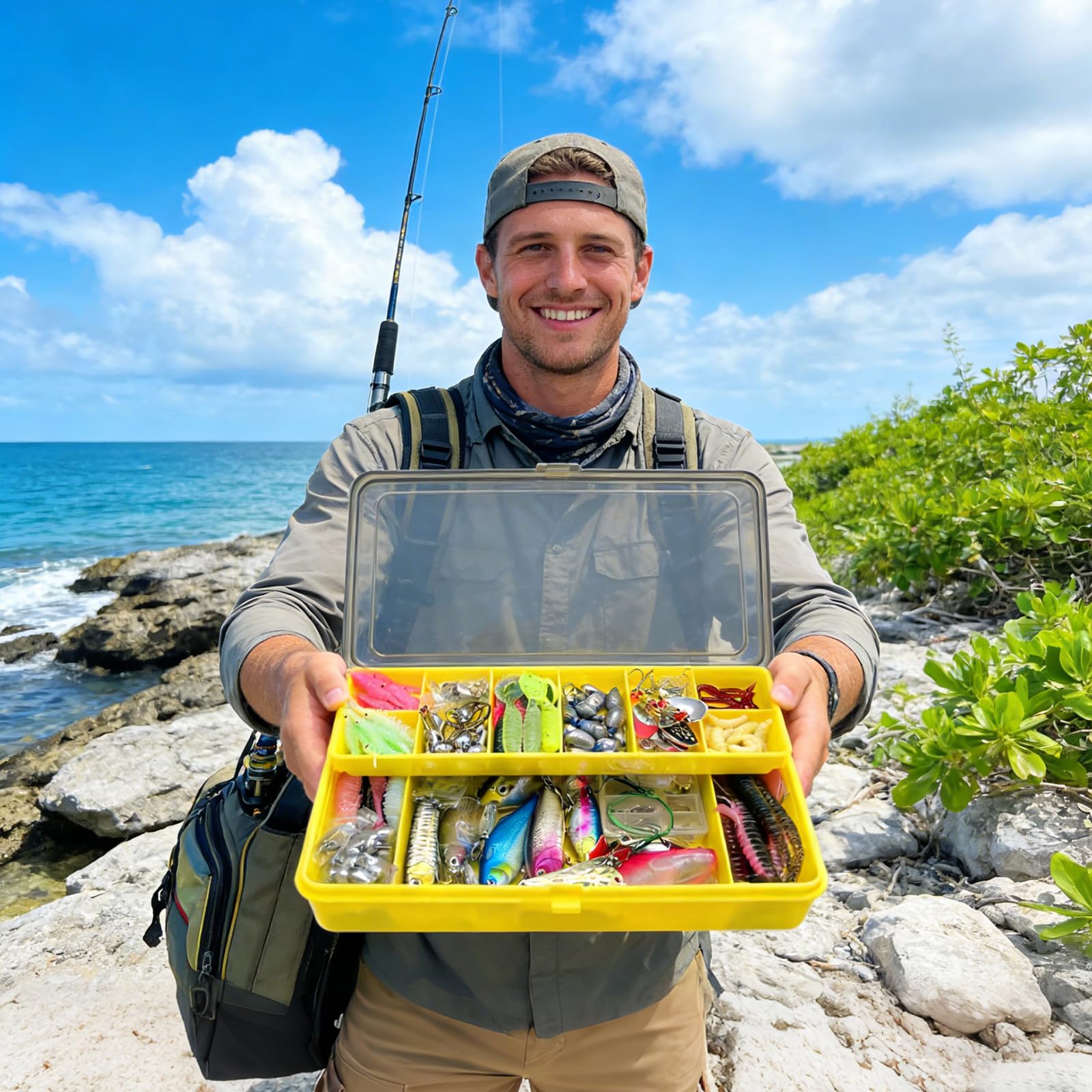 Juego de accesorios de pesca, juego de 367 señuelos de pesca y juego de herramientas con clips de labios, extractor de gancho, caja de cebo con accesorios, equipo de pesca, cebo para lucio