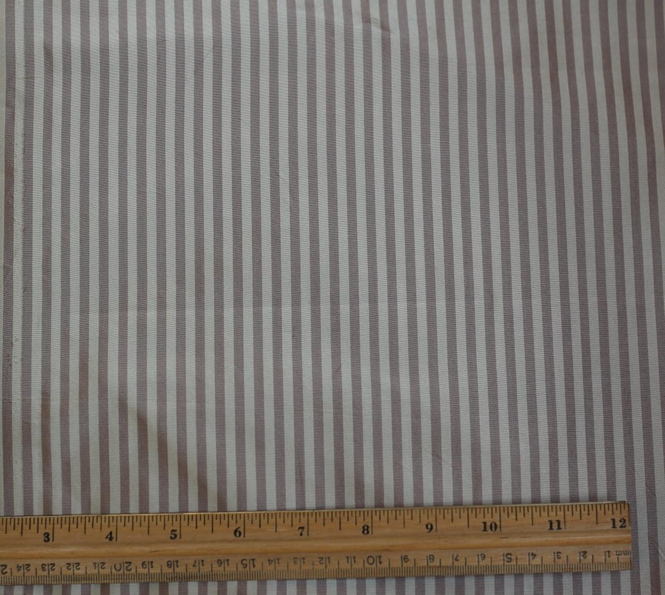 Cream & Mauve Taffeta Stripes, 100% Silk Fabric, By The Yard, 54" Wide