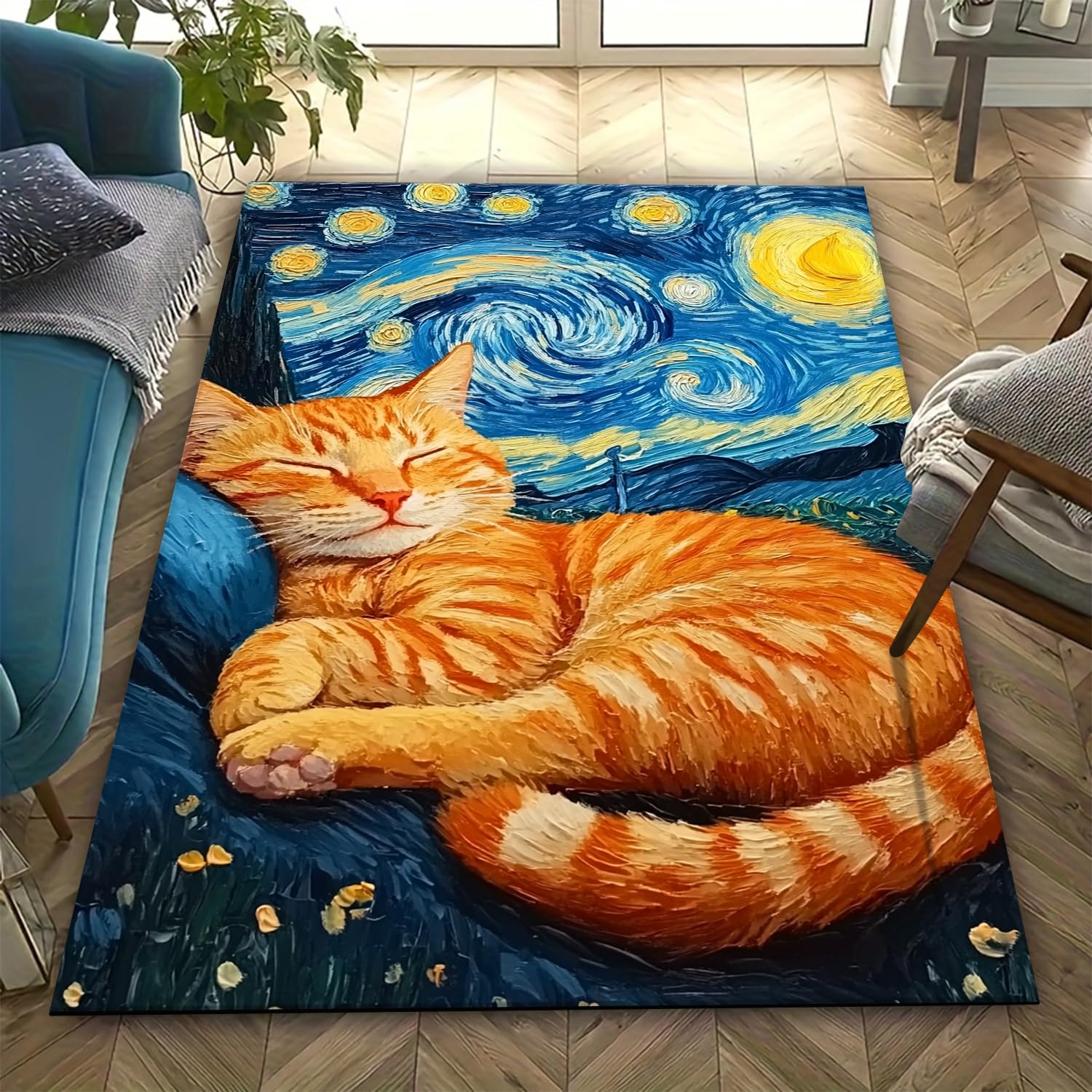 Tapis anti-slip chat 140x200 cm pour éviter les glissades et nettoyer facilement