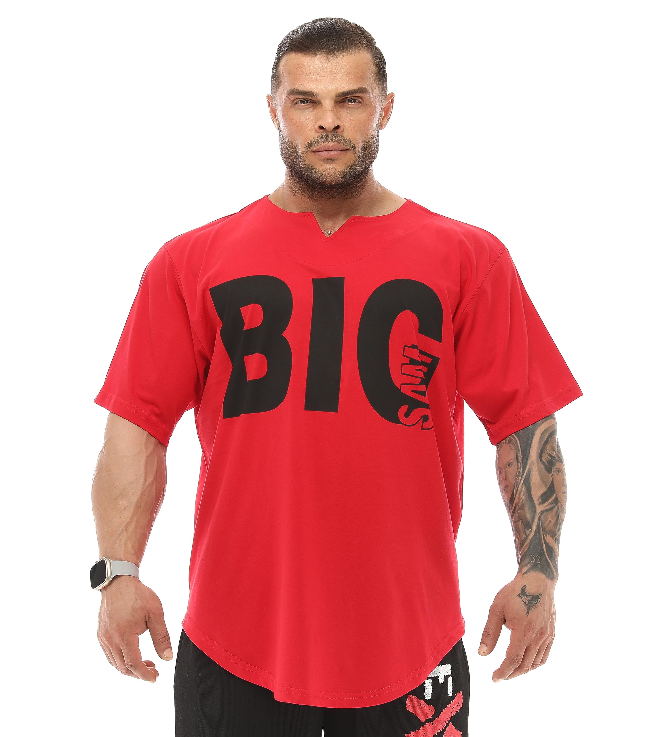 Herren Oversize T-Shirt Dünner Stoff 100% Baumwolle Rag Top Gym T-Shirt