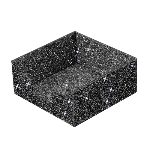 PATIKIL Acrylic Sticky Notes Holder, 3x3 Sticky Pads Dispenser Glitter Business Card Holder Memo Pad Organizer for Desk Home Office Books Notebook, Black