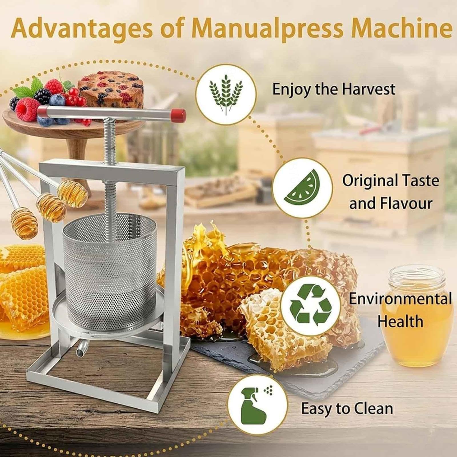 smielatore manuale pressa per miele in acciaio manual honey press extractor Attrezzatura apicoltura per Apicoltura Agricoltura Strumento,2L