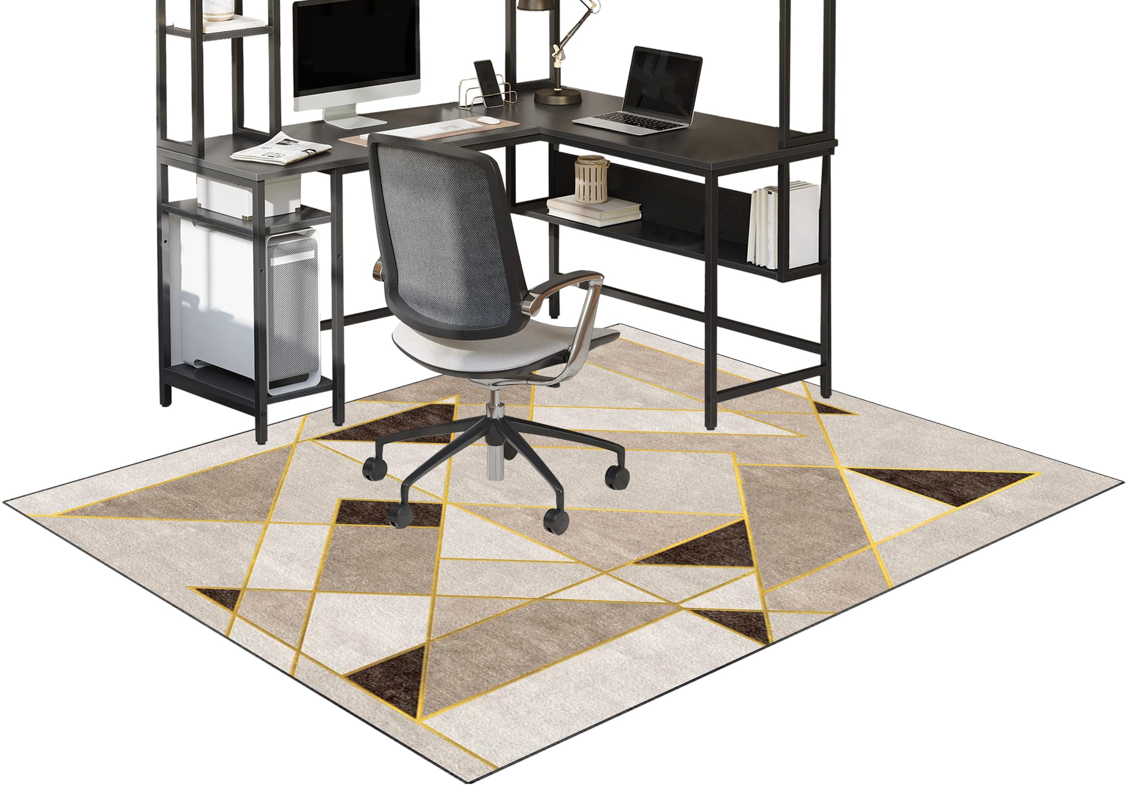 Fzamudng Office Chair Mat for Carpet, Heavy Duty Desk Chair Mat, Floor Protectors for Rolling Chairs, Computer Gaming Chair Mat, Non-slip Carpet Protector Chair Mat for Home and Office 130 x 150 cm