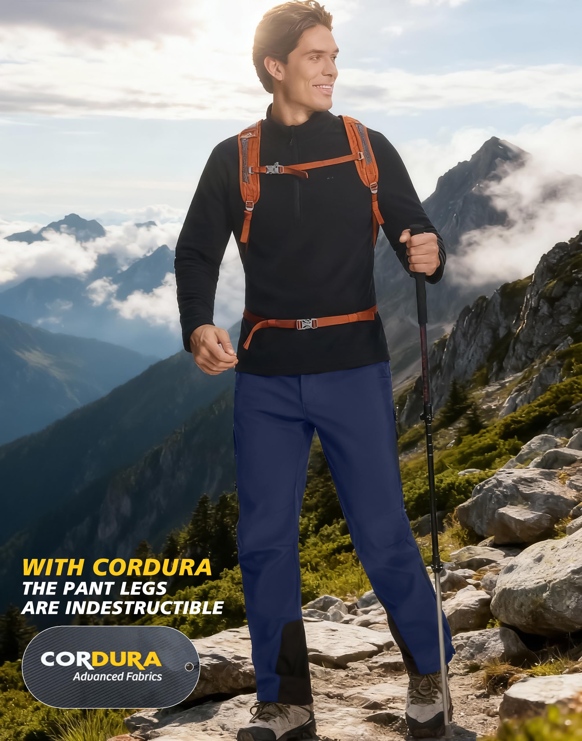 Pioneer Camp Pantalon softshell pour homme - Imperméable - Coupe-vent - Chaud - Pour la randonnée, le trekking et les activités de plein air