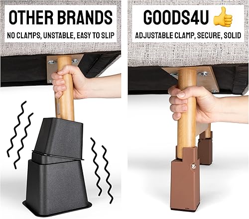 Miniatura 6 de Goods4U Elevadores de muebles negros de 4 pulgadas  Perfecto para el dolor de rodilla  Solo para piernas de 0.8 a 1.6 pulgadas de grosor, 100%