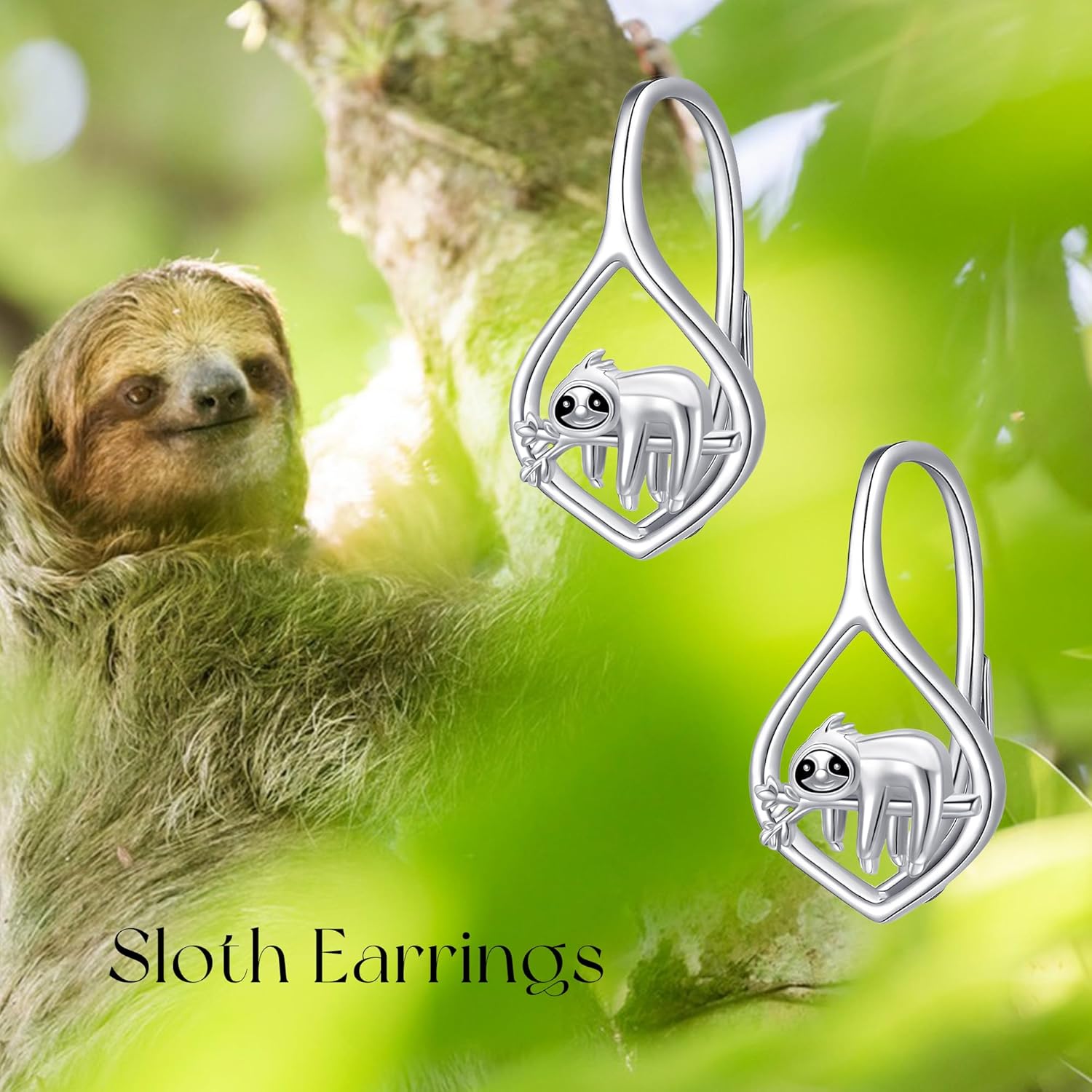 Sloth Earrings Sterling Silver Animal Earring Leverback Dangle Sloth Jewelry Gifts for Women - Image 6