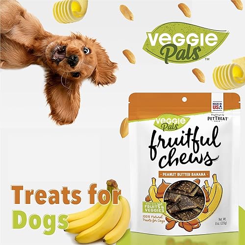 Miniatura 3 de Veggie Pals - Golosinas para perros - Masticables fructíferos - 8 onzas  7.97 oz (plátano con mantequilla de maní)