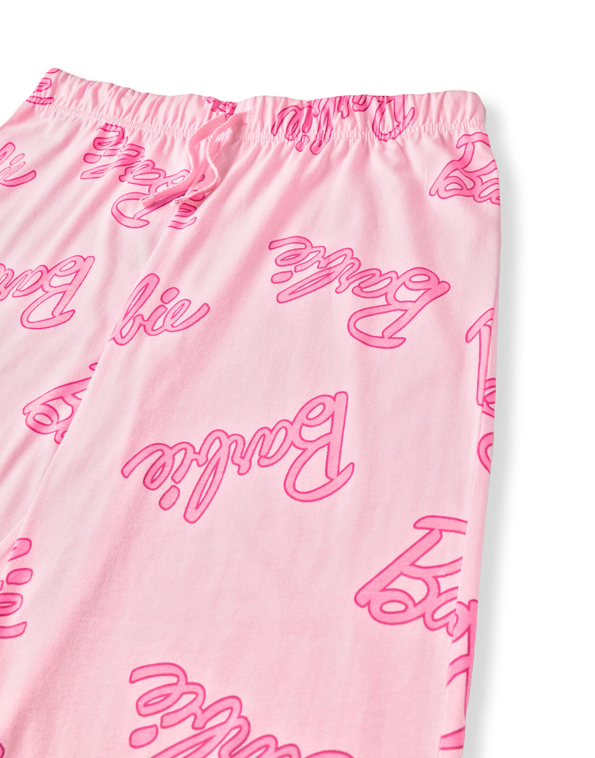 Barbie Damska piżama w kolorze różowym, damska koszulka z krótkim rękawem z grafiką i długimi nogawkami na całej powierzchni z nadrukiem | Klasyczne logo ikona oryginalnego stylu | Odzież filmowa dla