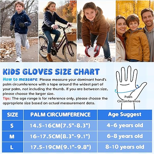 Miniatura 6 de Guantes de invierno para niños y niñas de 4 a 10 años, antideslizantes, suaves, cálidos, para ciclismo, correr, fútbol