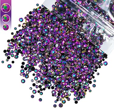 qiipii Vibrant Purple AB Resin Rhinestones for Crafting 3mm 4mm 5mm Mix Rose AB Flatback Jelly Stones SS10 SS16 SS20 Diamonds Gems for Nails Face Eyes Makeup Tumblers Bottles DIY Crafts Clothing Shoes