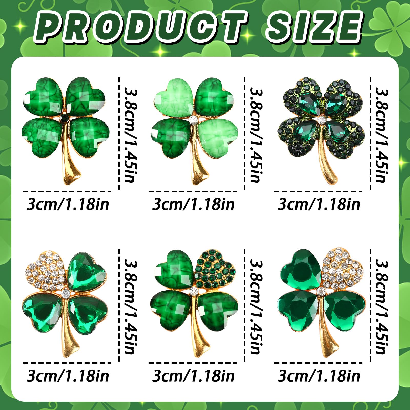 St. Patrick's Day Four Leaf Clover Brooch Pin – Tinplate Shamrock Lapel Pin With Rainbow For Women, Gift