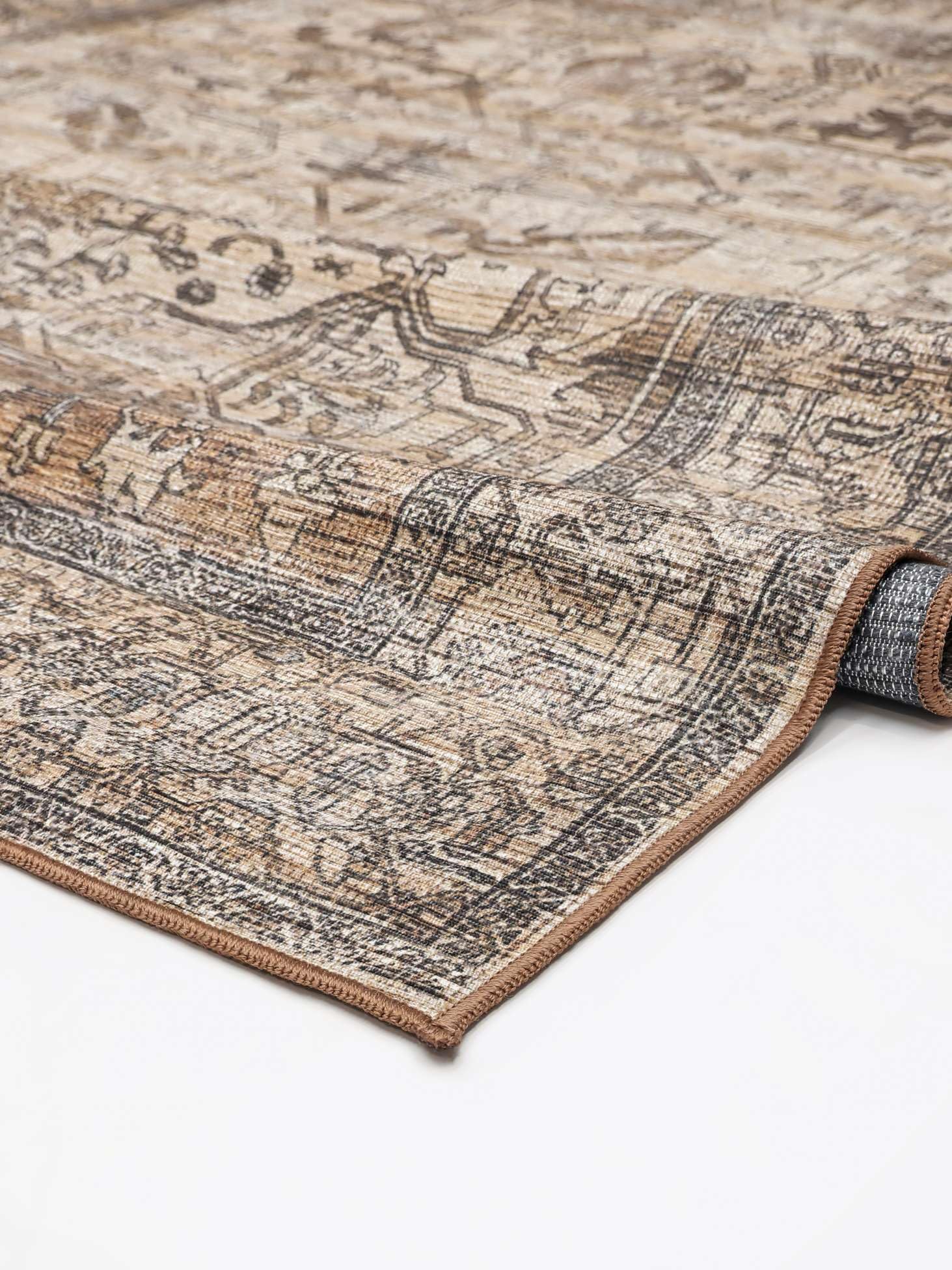 RugVista Oxana Oriental, Dywan, Vintage, 200 x 300 cm, Prostokąt, Niski, Pokój dzienny, Sypialnia, Prać w pralce, Brunatny/Beżowy