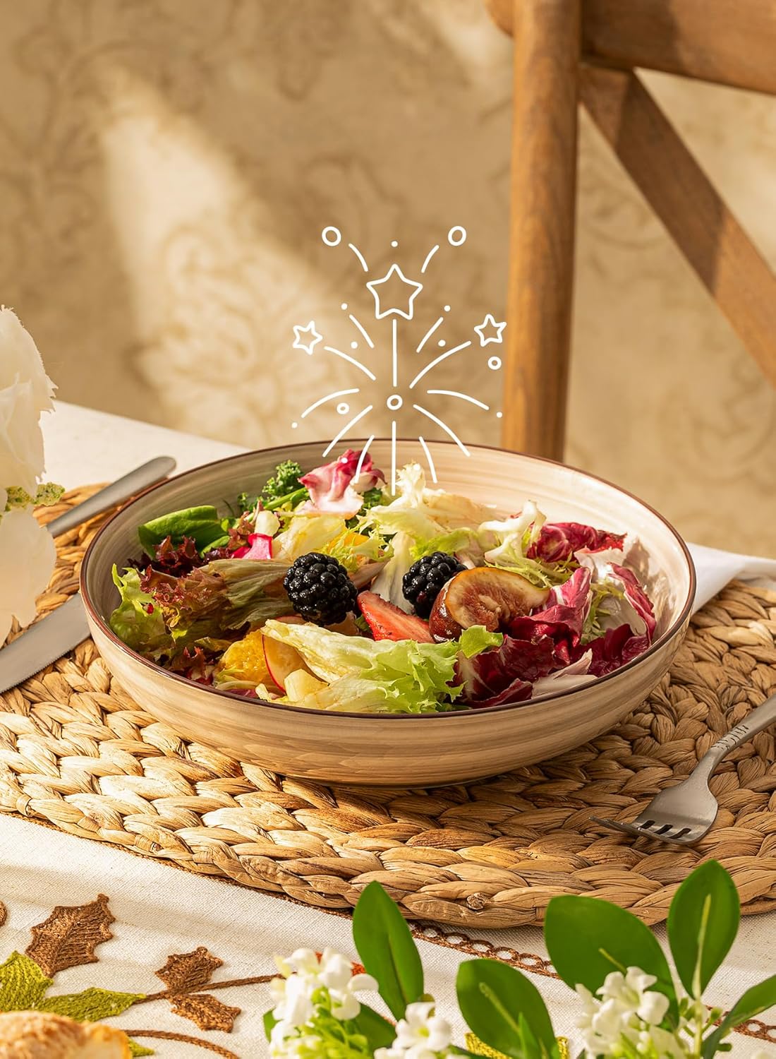 Sweese 6-Pack Ceramic Pasta Bowls, Neutral Extra Large 30 Fl Oz Durable Professional Grade - Image 4