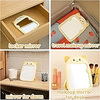 Vista 8 de TBWHL Bonito espejo de escritorio de dibujos animados con gato para escritorio, espejo de escritorio con soporte para niñas, niños, espejo