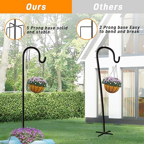 Miniatura 5 de Ganchos de pastor de 48 pulgadas, 2 paquetes para comedero de pájaros, colgador de comedero de pájaros, ganchos ajustables resistentes para