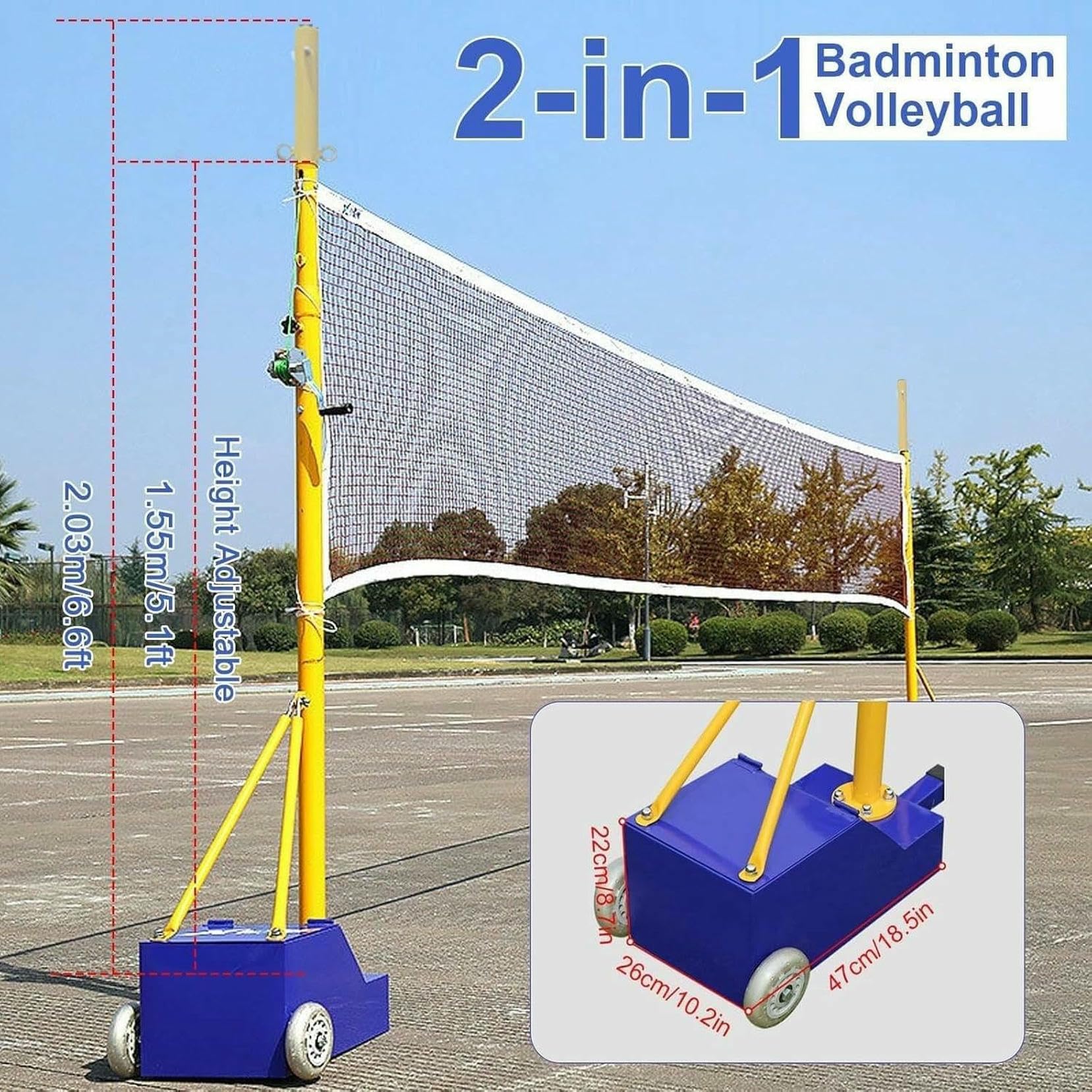 Conjunto De Red De Voleibol De Servicio Pesado, Voleibol/bádminton 2 En 1 Neto De Grupo, Altura Ajustable para Hombres Jóvenes Adultos, Jóvenes, Polos De Marco Neto De Bádminton ~/