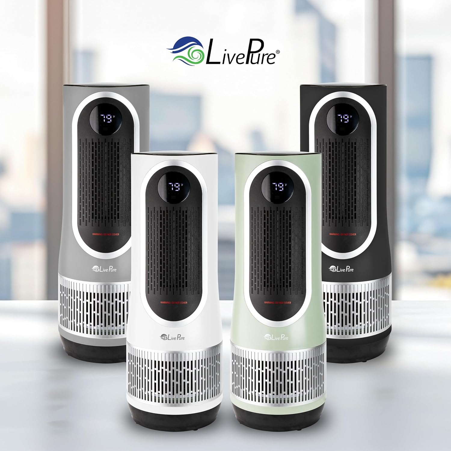 LivePure 2-in-1 LP500 Clean Heat Air Purifier & Electric Heater – Oscillating Portable Heater with 2 Heat Modes and Air Filtration – Heater for Indoor Use in Bedrooms, Home Office & Apartments, Black