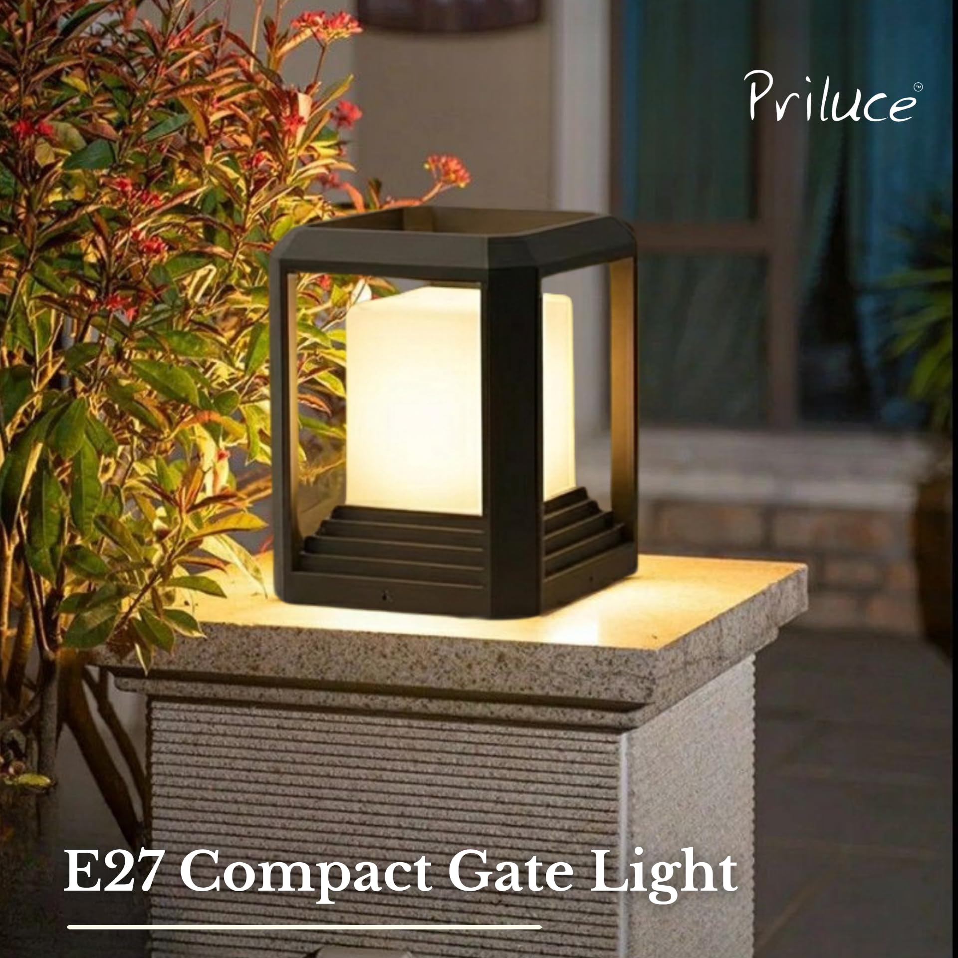 PRILUCE E27 Gate Light | Graphite Grey | Die-Cast Aluminium | IP65 Waterproof | 254 x H254 mm 3