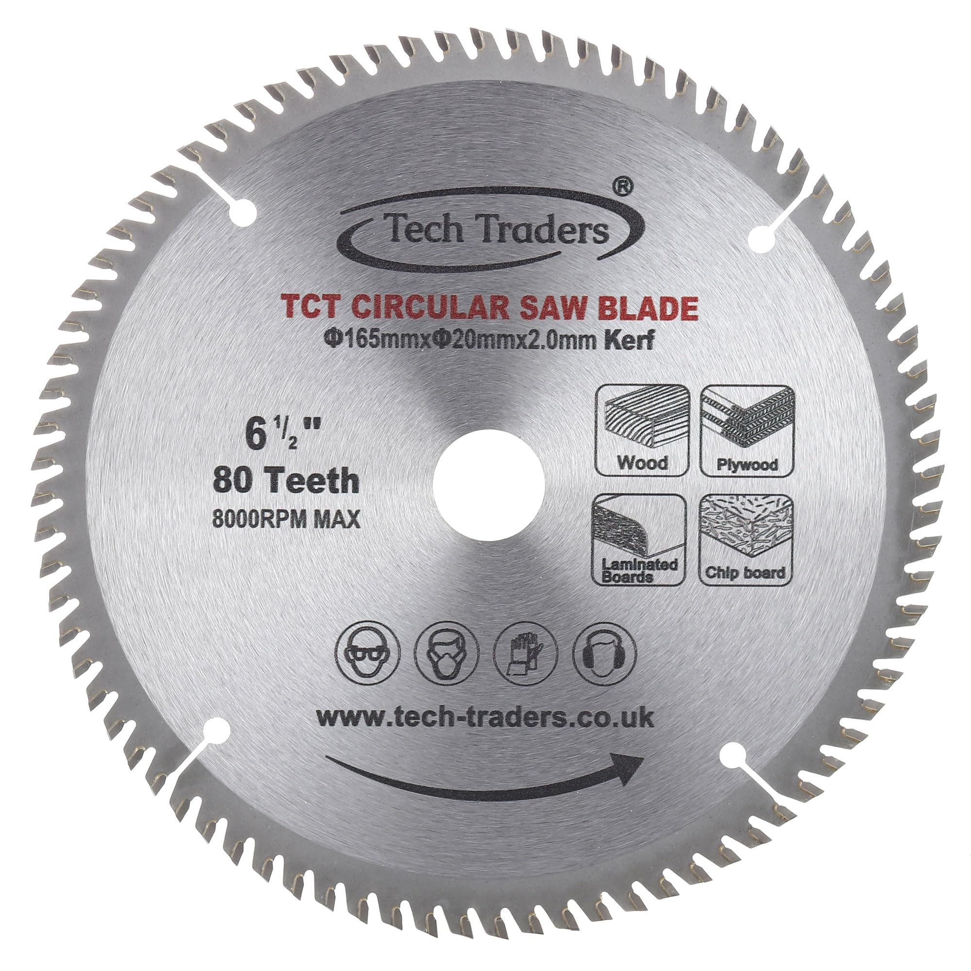 Saxton TCT165MXDSK – Juego De 4 Hojas De Sierra Circular De Carburo 165 Mm (20 Mm Con Anillo 16 Mm) – 24, 36, 48 Y 60 Dientes – Compatibles Con Bosch, Makita, Dewalt