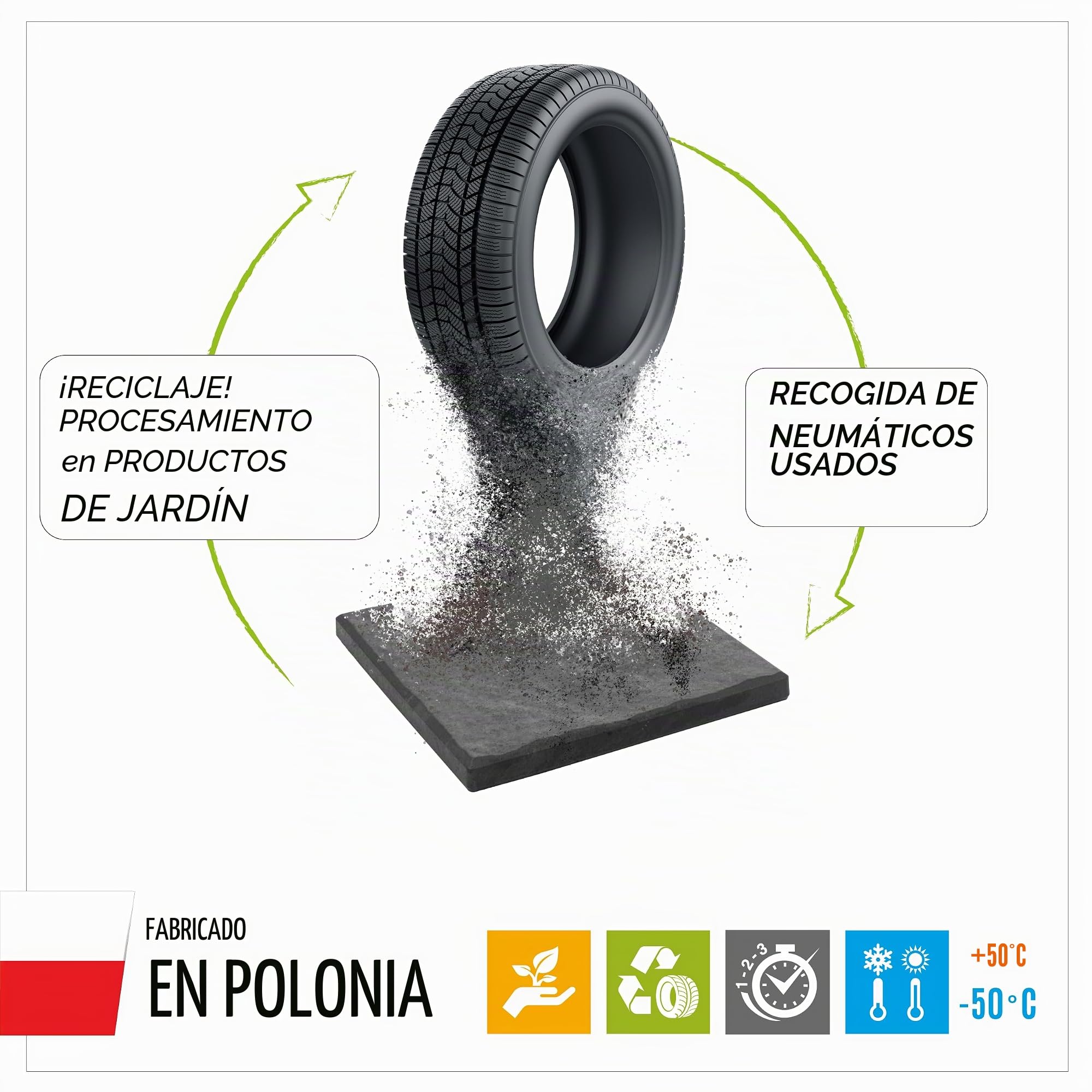 Nicoman Escalones Cuadrados de Goma reciclada con Efecto mármol, 30 x 30 x 2,5 cm, Resistentes al Uso, Azulejos para Caminos al Aire Libre (Grafito, Juego de 4)