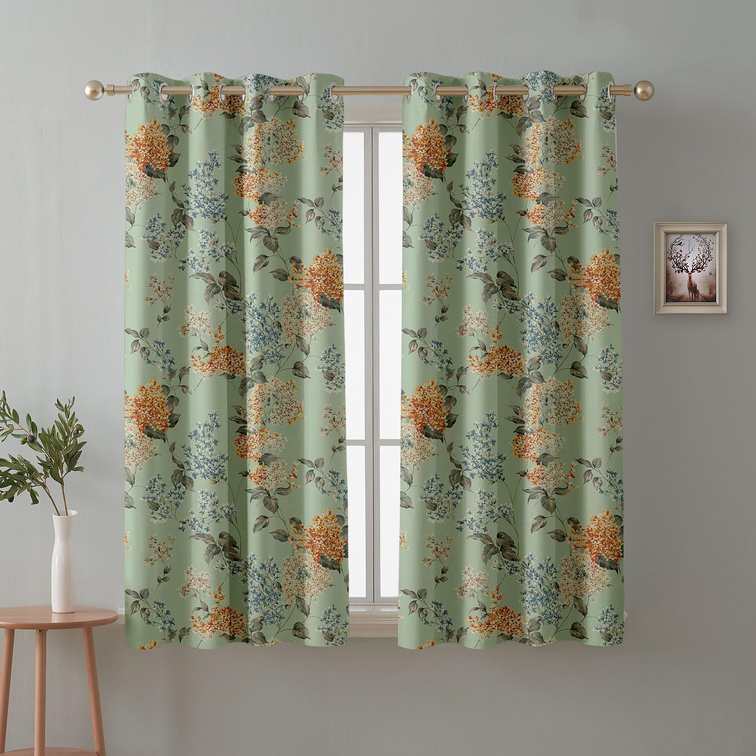 Cloth Fusion Printed Blackout Curtains 5 Feet Long Set of 2 Room Darkening Window Curtain with Grommet (Green Coral) (B0DCYYPJ15) Amazon Price History, Amazon Price Tracker