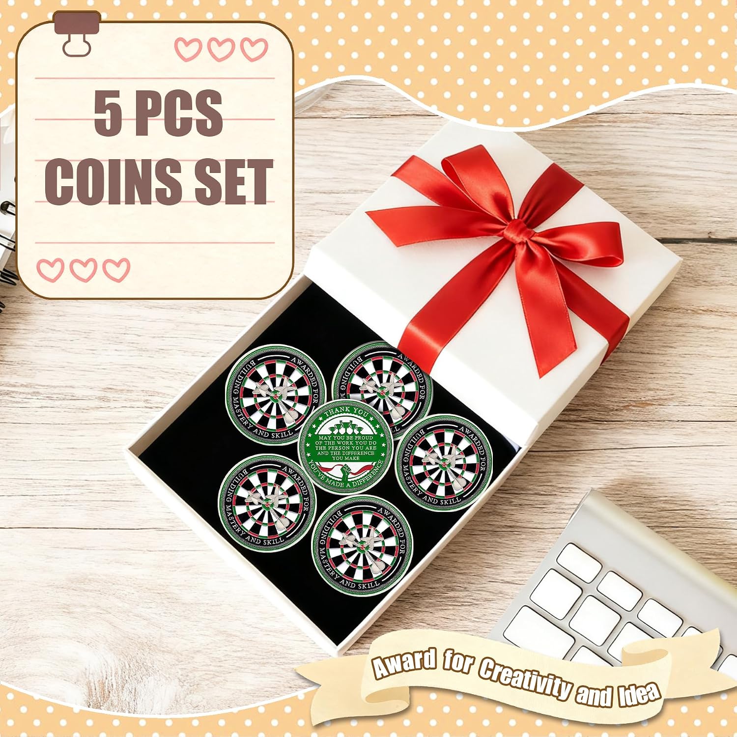 BHealthLife 5 Pcs Building Mastery and Skill Award Coins Set - Employee Appreciation Coins for Honoring Skill Development - Inspirational Office Desk Gifts for Coworkers Staff