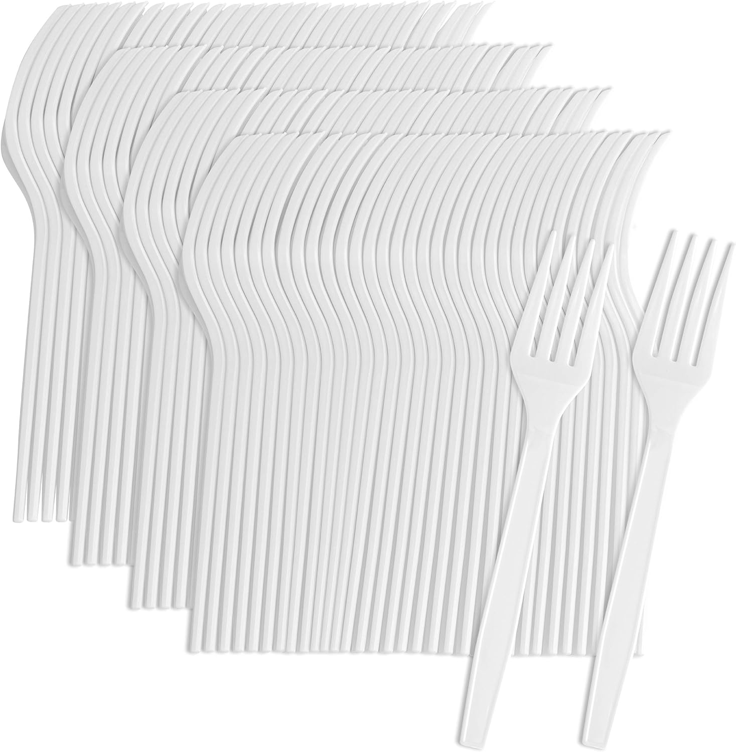 Plasticpro Disposable White Plastic Forks Heavyweight