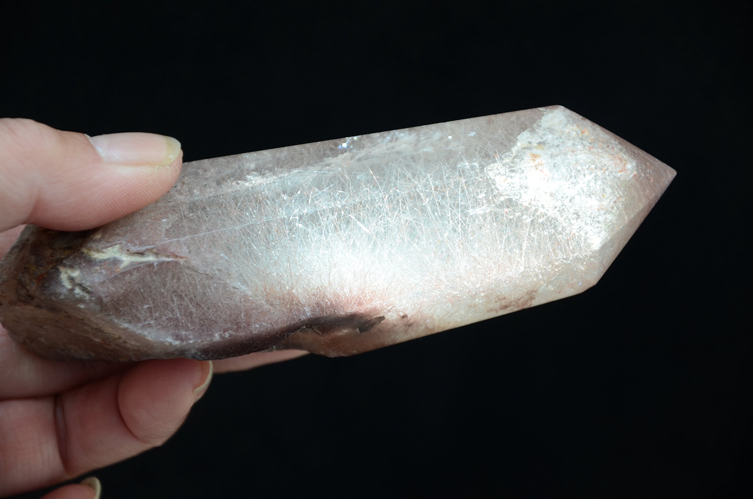 Real Tibet Himalayan High Altitude 6 Sided Single Terminated Gold Rutilated Crystal Point Quartz Wand 4.72 inch Spiritual Crystal Specimen