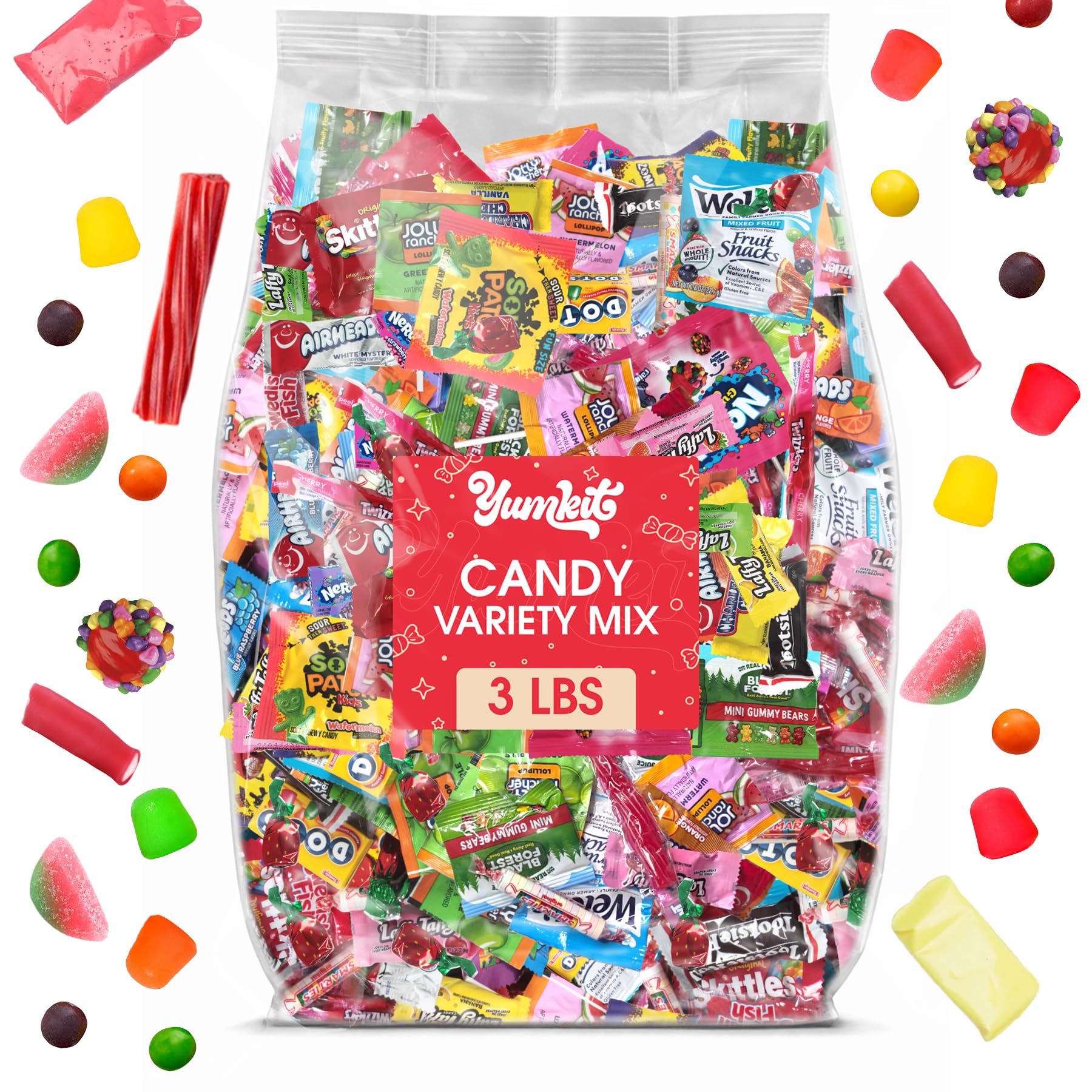 Bulk Candy Variety Pack – 3lb Big Bag of Bulk Candy Individually Wrapped – Large Candies Variety Pack for Pinatas, Party Favors, & Easter Basket Stuffers