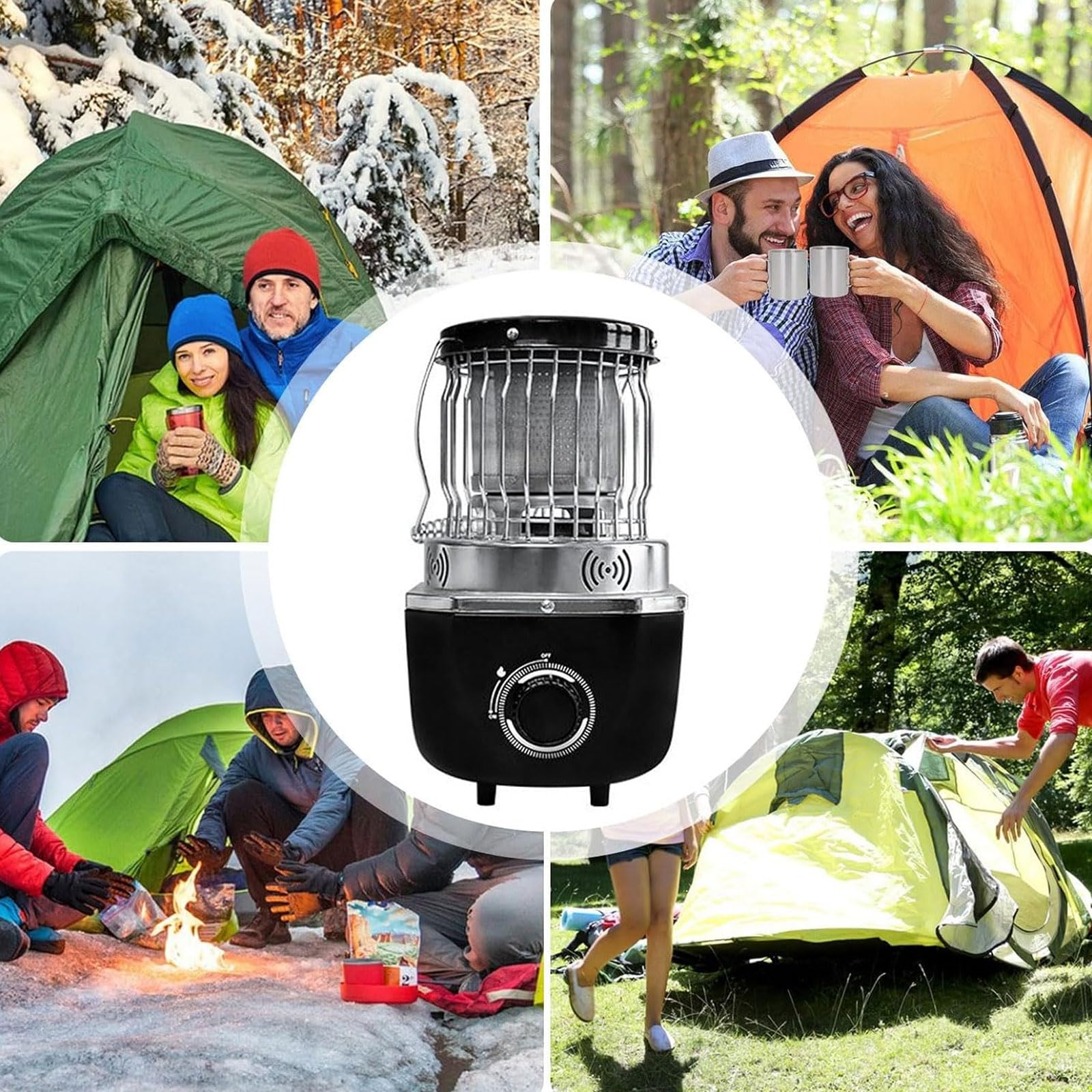 Tragbare Gasheizung Edelstahl Campingheizung Mit Griff Und Regler FüR Zelt Caravan Outdoor Butangas Energiesparend Sicherheit-B