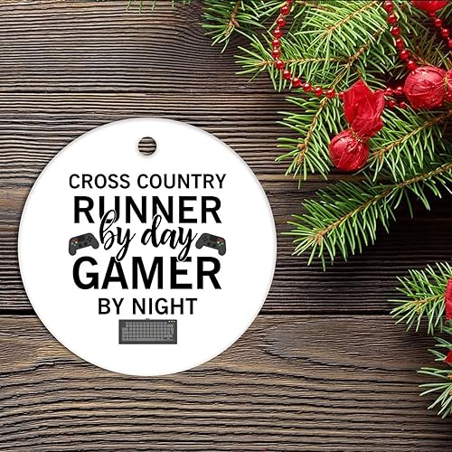 Miniatura 2 de Gamer Cross Country Runner - Adorno de Navidad con copos de nieve, peltre, recuerdo divertido para colgar en el árbol de Navidad