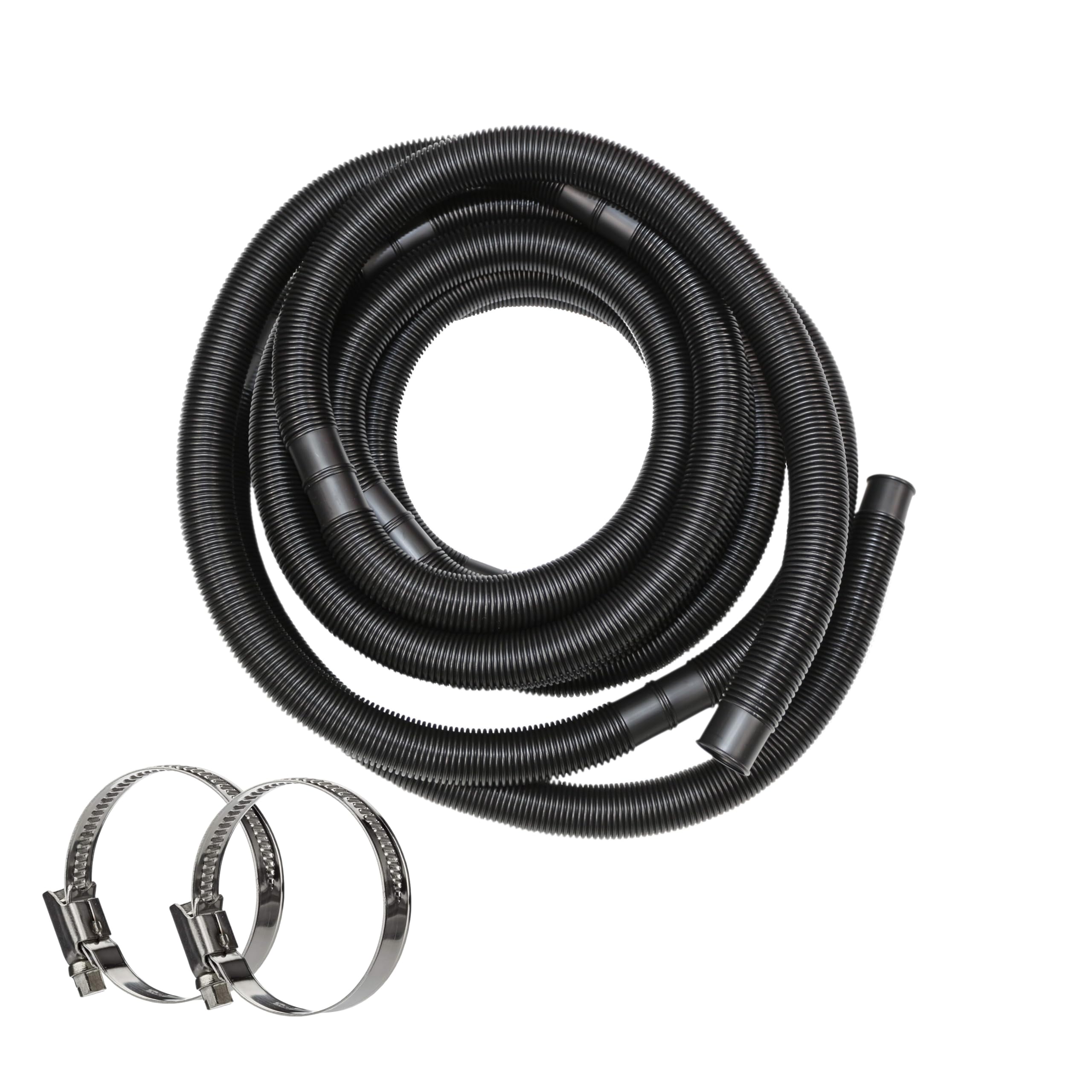 HAF® Tubo per piscina di alta qualità, 38 mm, nero, 12 m, per giardino e piscina, con 2 fascette in acciaio inox, tubo per piscina, tubo pompa – Qualità: Made in Germany