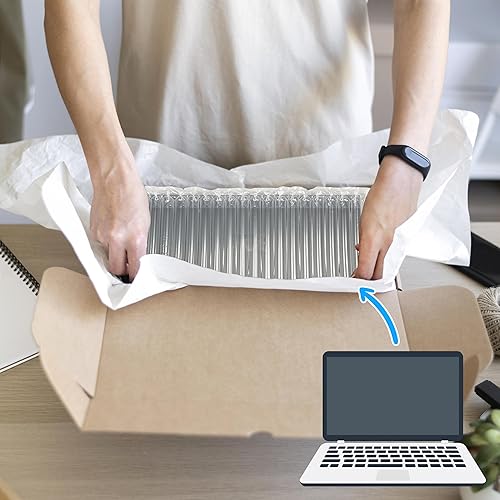 Miniatura 10 de Rollo de envoltura inflable de burbujas de 16 pulgadas x 72 pies, incluye bomba gratis, almohadas de aire grandes y resistentes para envío,