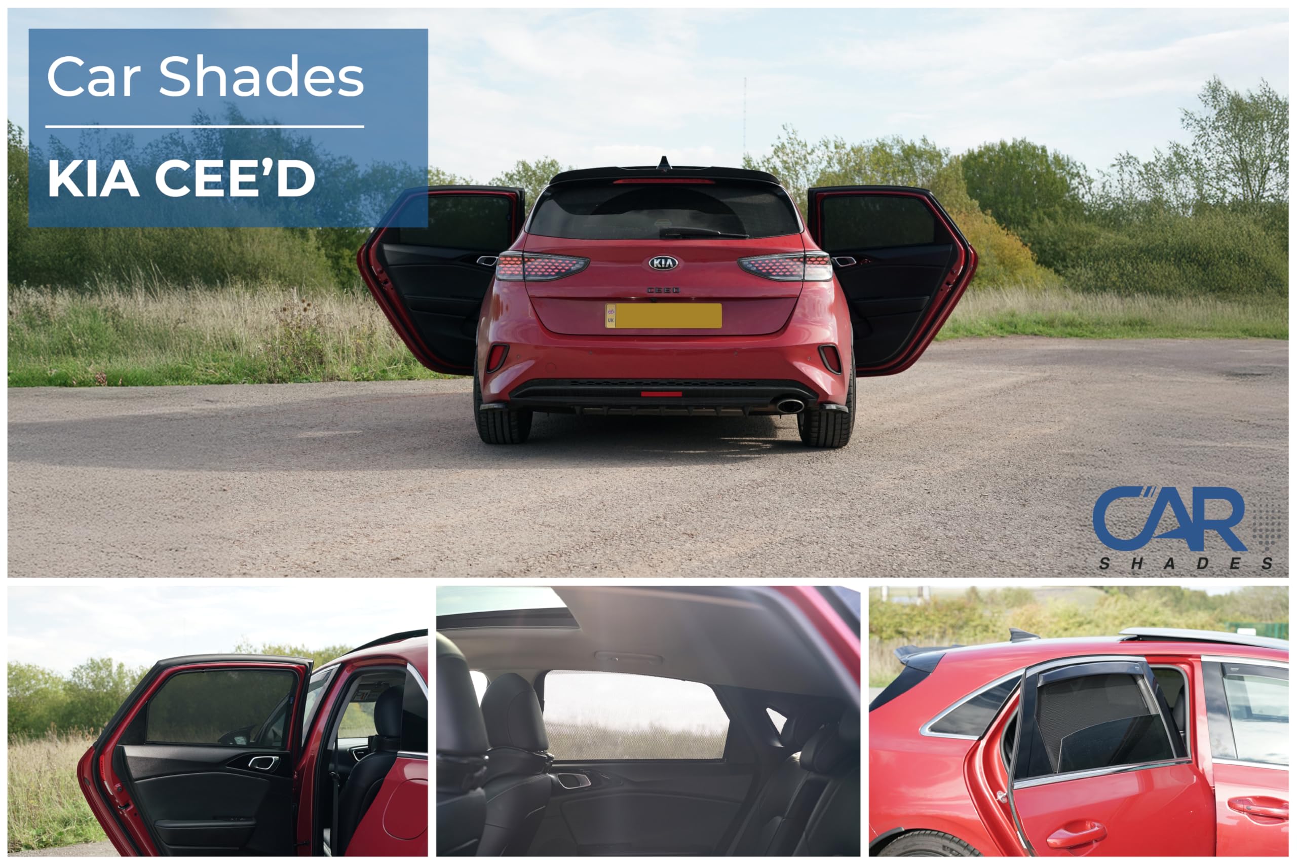 Juego de Car Shades (Puertas traseras) Compatible con Kia Cee'd (CD) 5-Puertas 2018- (2-Partes) cortinillas Parasol a Medida