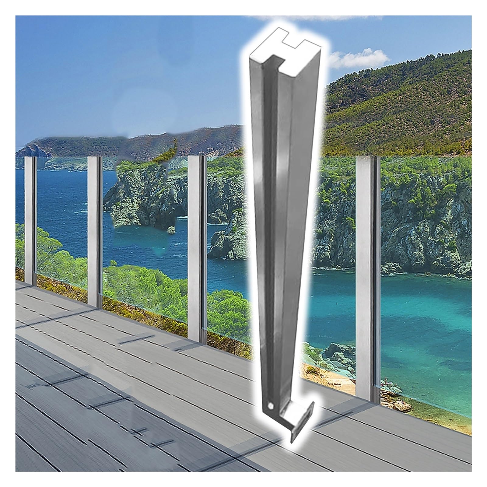 Poteau de balustrade en acier inoxydable pour terrasse et balcon moderne