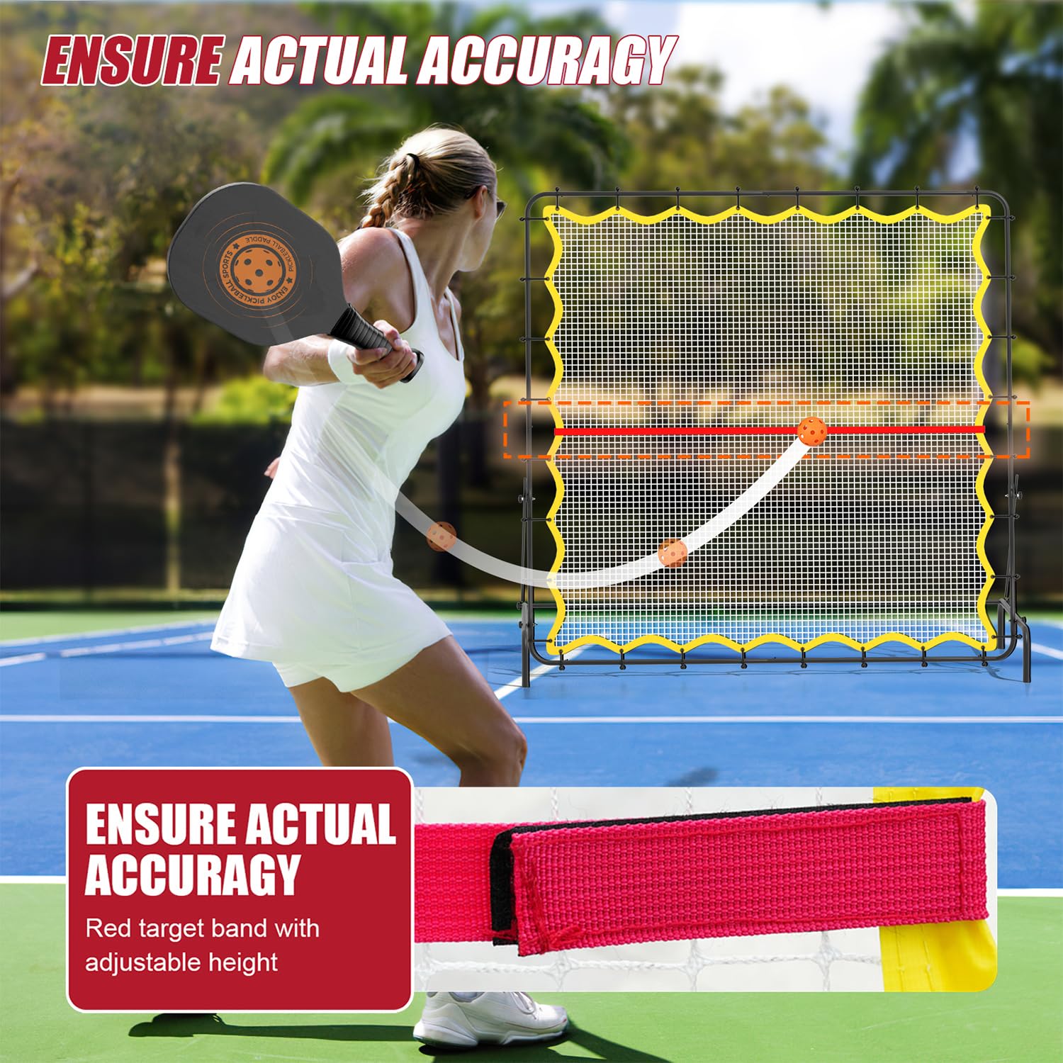 Rete da rimbalzo per pickleball, 2 m, portatile, con inclinazione regolabile, per allenamento sportivo indoor e outdoor