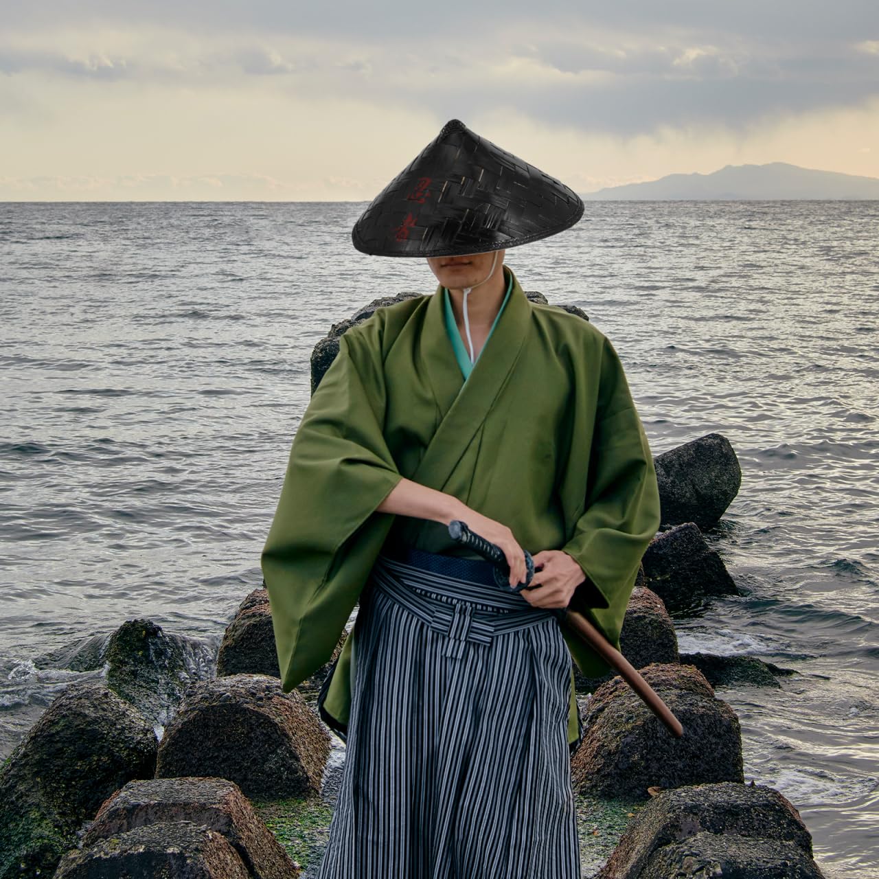 LIFKOME 1/2 confezioni Giappone Samurai Cappello Ninja Bamboo Hat Cono Cinese Cappello di paglia per Cosplay Party Accessorio